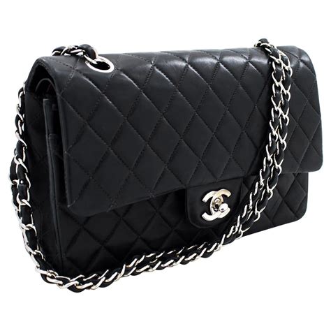 chanel black chain handbag|small black quilted chanel bag.